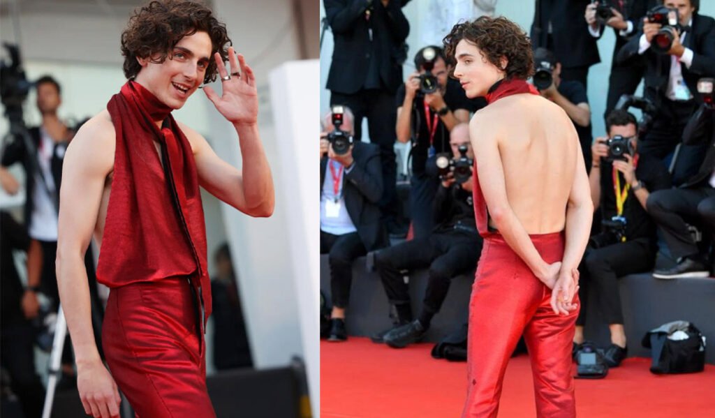 Timothée Chalamet's Red Backless Jumpsuit